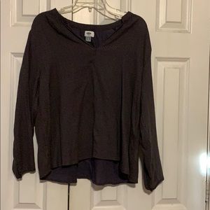 A Old Navy, navy blue and tan polker dot blouse